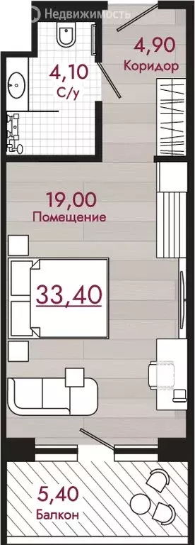 Квартира-студия: Краснодарский край, Туапсинский муниципальный округ, ... - Фото 1