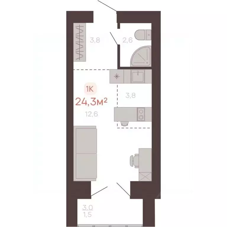 1-к кв. Алтайский край, Новоалтайск ул. Южсиба, 52А (24.3 м) - Фото 0