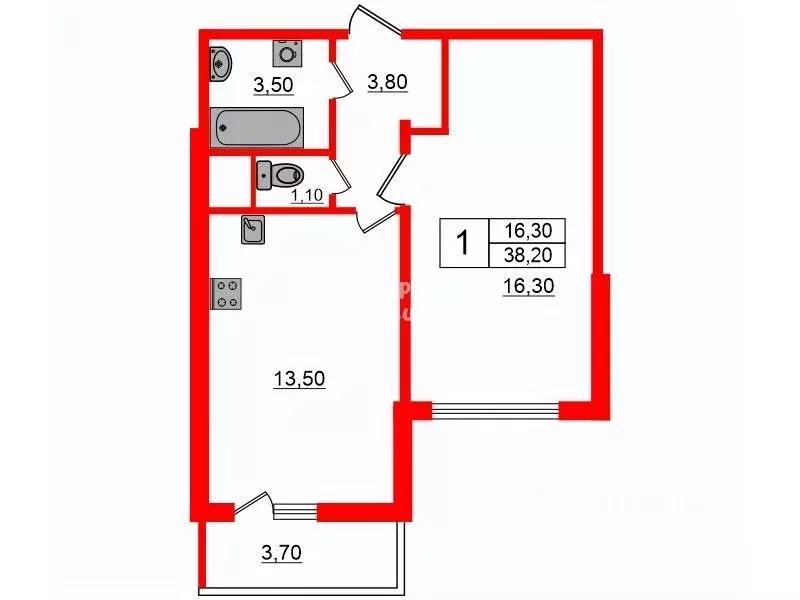 1-к кв. Санкт-Петербург ул. Даниила Хармса, 3к1 (38.4 м) - Фото 1