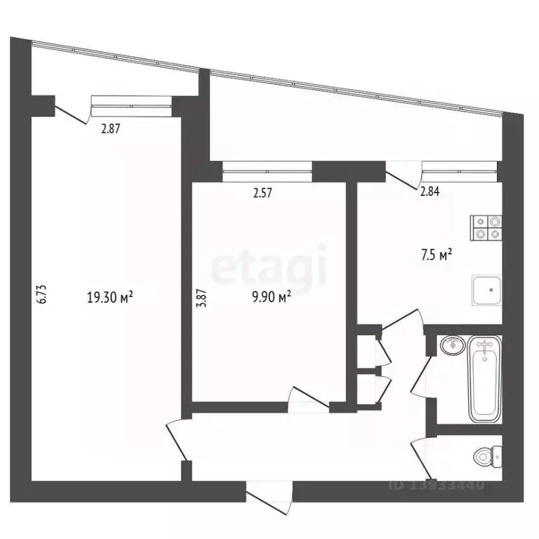 2-к кв. Тюменская область, Тюмень ул. Республики, 92 (46.1 м) - Фото 1
