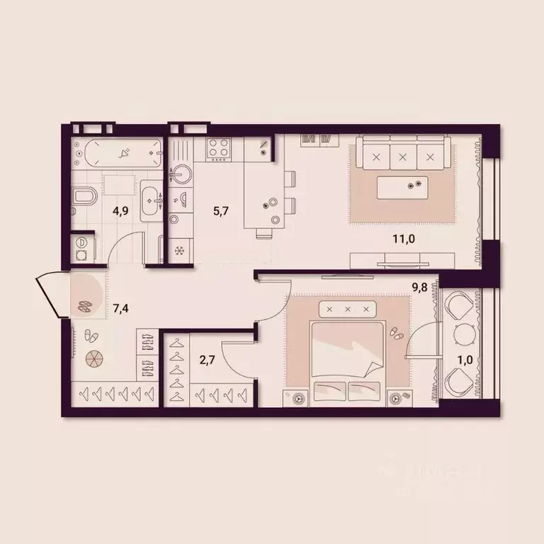 1-к кв. Приморский край, Артем ул. Куйбышева, 11А (42.52 м) - Фото 1