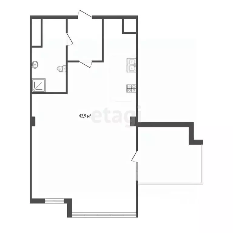 2-к кв. Севастополь Севастопольская зона ЮБК кв-л, 14Вс2 (42.9 м) - Фото 2