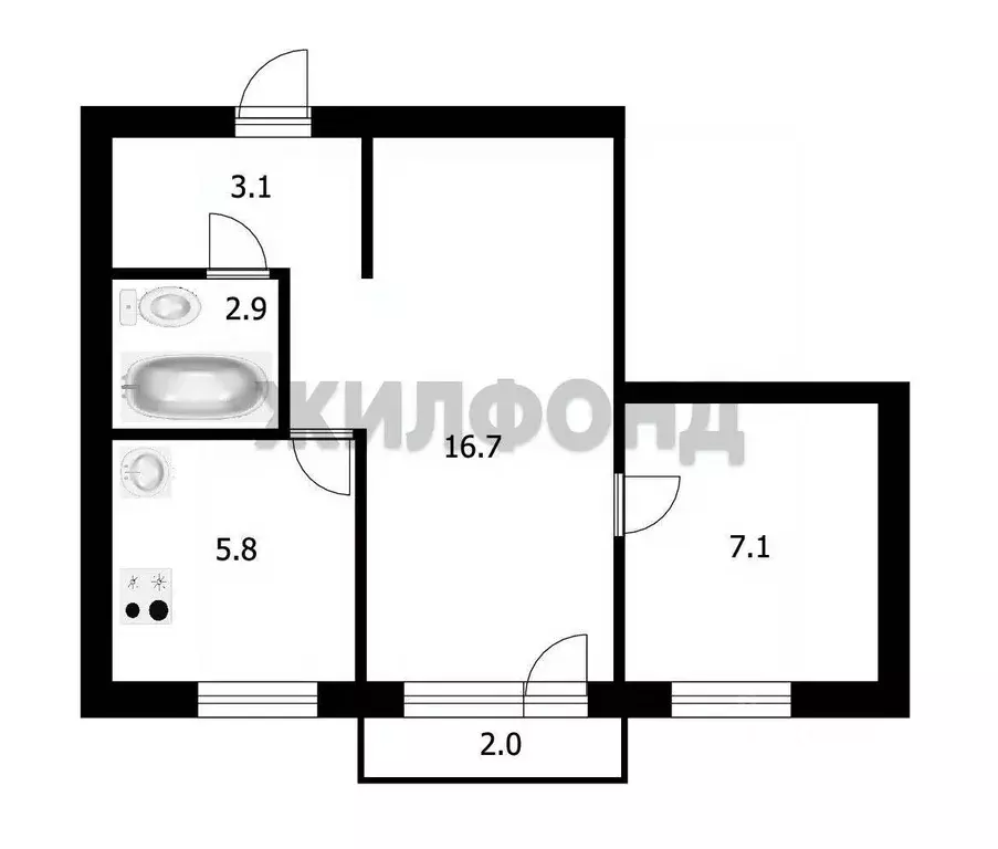 2-к кв. Новосибирская область, Новосибирск ул. Ватутина, 33 (35.6 м) - Фото 0