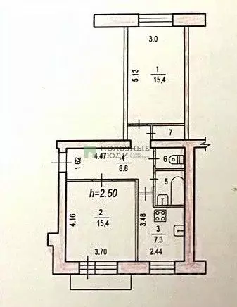 2-к кв. Хабаровский край, Хабаровск ул. Калинина, 117 (52.6 м) - Фото 2