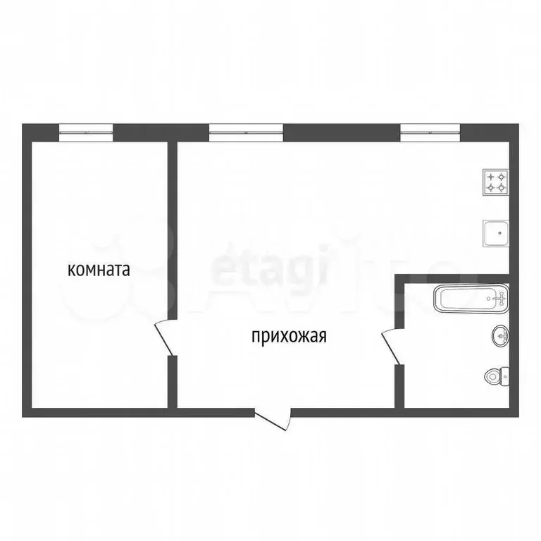 2-к. квартира, 47,5 м, 1/3 эт. - Фото 0