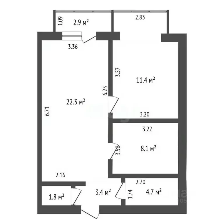 2-к кв. Ростовская область, Азовский район, Обильненское с/пос, пос. ... - Фото 2