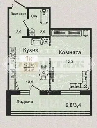 1-к кв. Курганская область, Курган Заозерный жилрайон, 8-й мкр, 12 ... - Фото 2