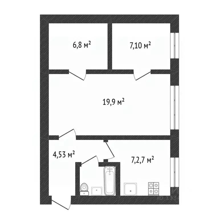 2-к кв. Ульяновская область, Ульяновск просп. 50-летия ВЛКСМ, 24 (46.0 ... - Фото 2
