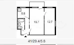 2-к. квартира, 43 м, 2/5 эт. - Фото 0