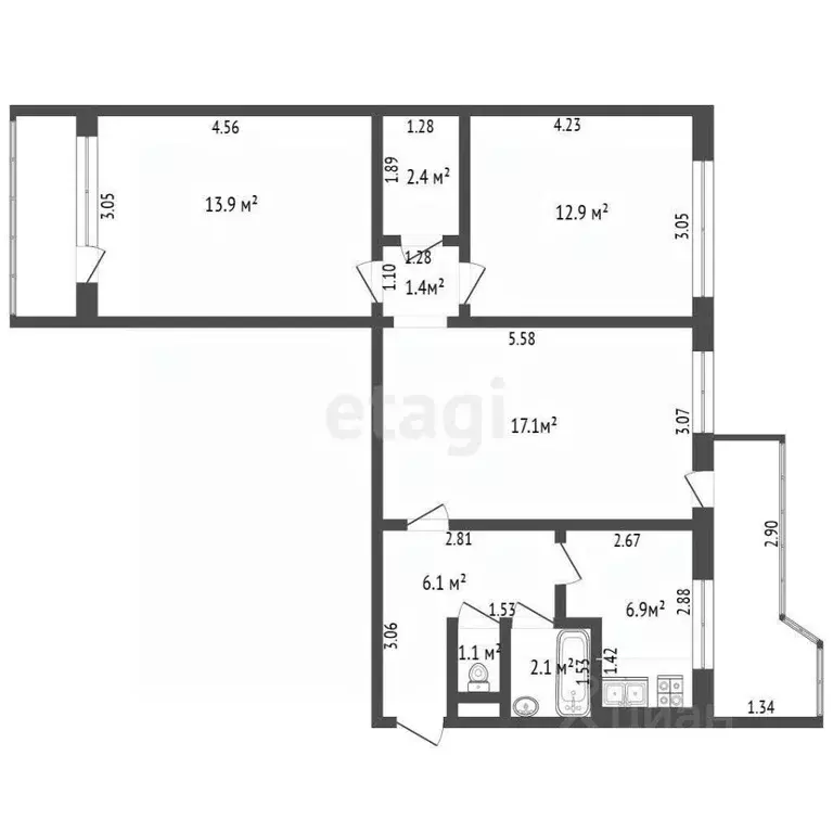 3-к кв. Калининградская область, Калининград Московский просп., 18 ... - Фото 2