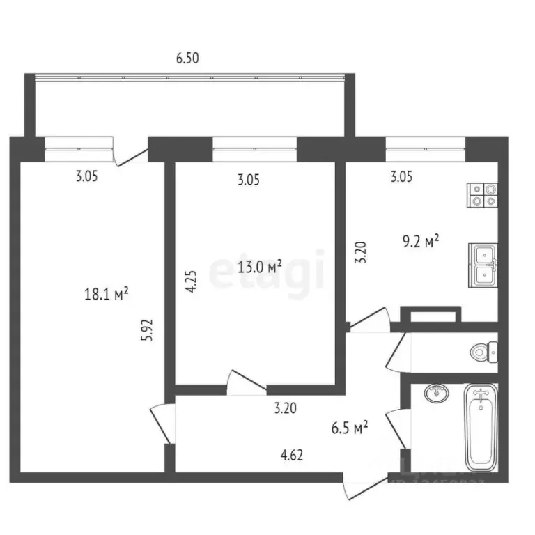 2-к кв. Марий Эл, Йошкар-Ола ул. Петрова, 20 (53.1 м) - Фото 1