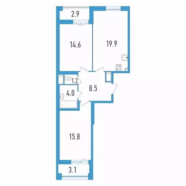 2-к кв. Санкт-Петербург ул. Типанова, 22 (67.1 м) - Фото 0