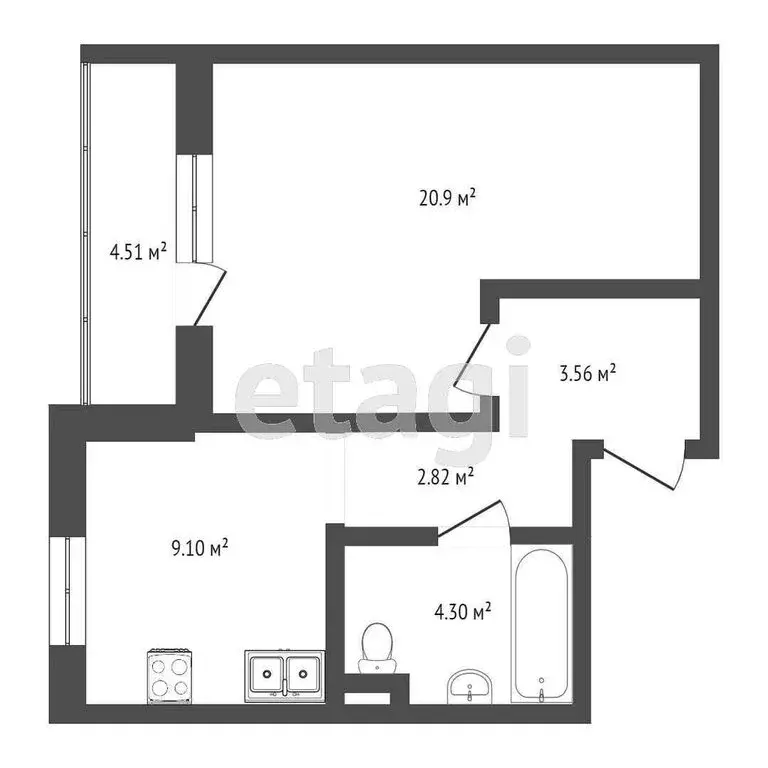 1-комнатная квартира: Тюмень, Солнечный проезд, 26 (40.6 м) - Фото 1