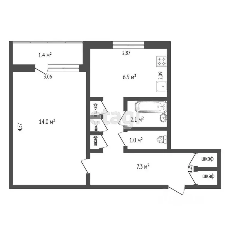 1-к кв. Мордовия, Саранск Гожувская ул., 50 (32.7 м) - Фото 1