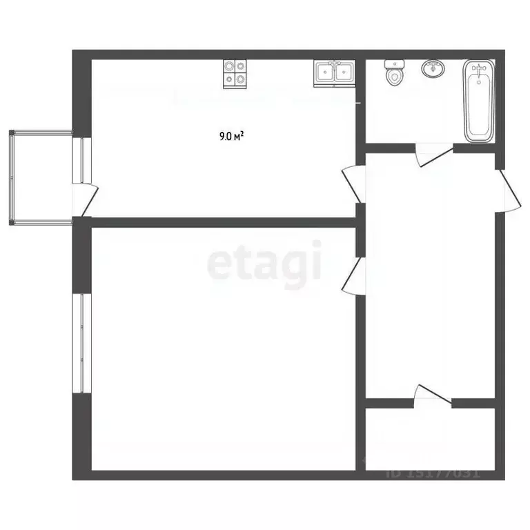 1-к кв. Ямало-Ненецкий АО, Ноябрьск Магистральная ул., 119 (33.0 м) - Фото 2