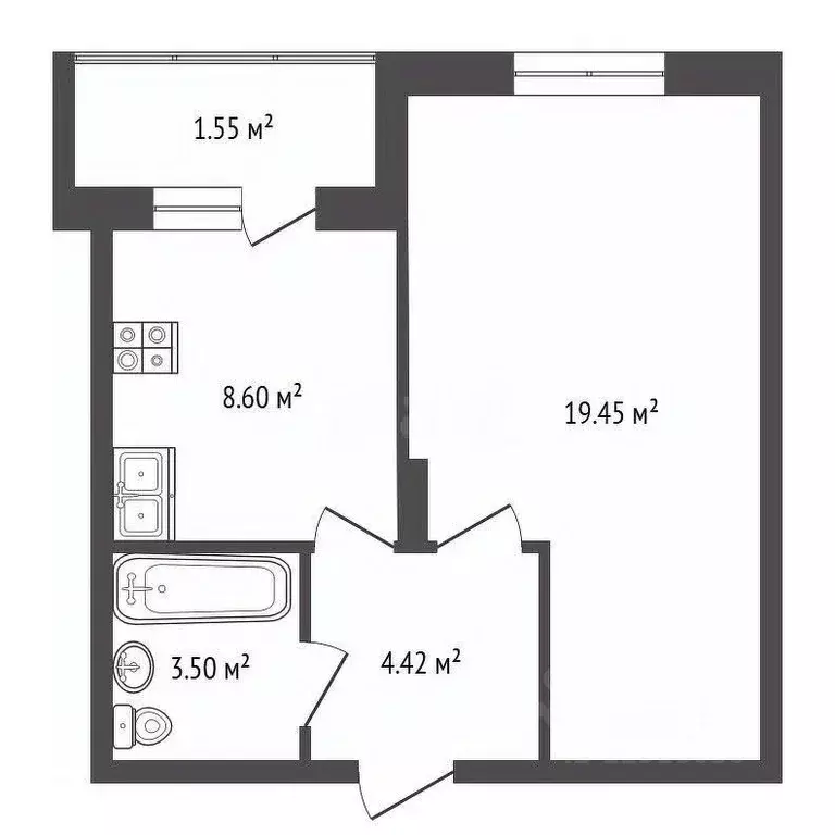 1-к кв. Калининградская область, Зеленоградский муниципальный округ, ... - Фото 2