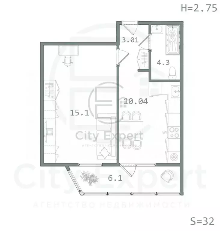 1-к кв. Санкт-Петербург просп. Ветеранов, 171к1 (32.0 м) - Фото 1