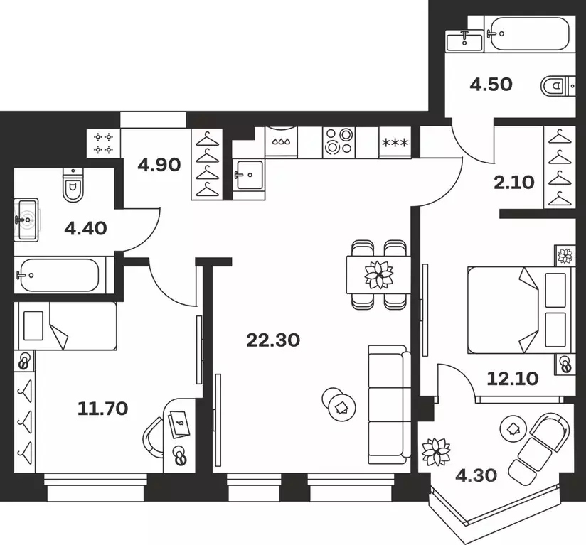 2-к кв. Тульская область, Тула ул. Михеева, 9А (66.3 м) - Фото 1
