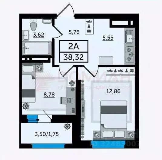2-к кв. Ростовская область, Ростов-на-Дону просп. Михаила Нагибина, 40 ... - Фото 1