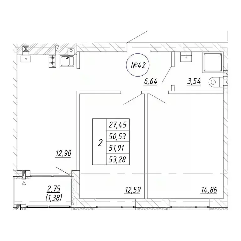 2-к кв. Калининградская область, Зеленоградск  (53.28 м) - Фото 1