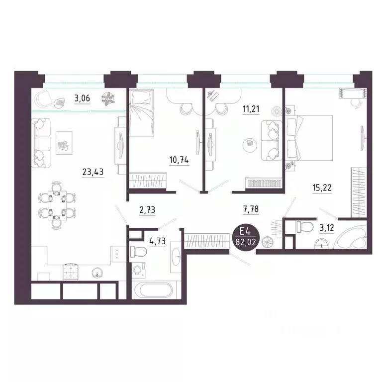 3-к кв. Рязанская область, Рязань Московское ш. (82.02 м) - Фото 1
