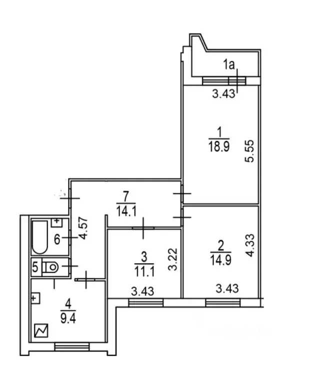3-к кв. Москва Бартеневская ул., 49 (72.4 м) - Фото 2