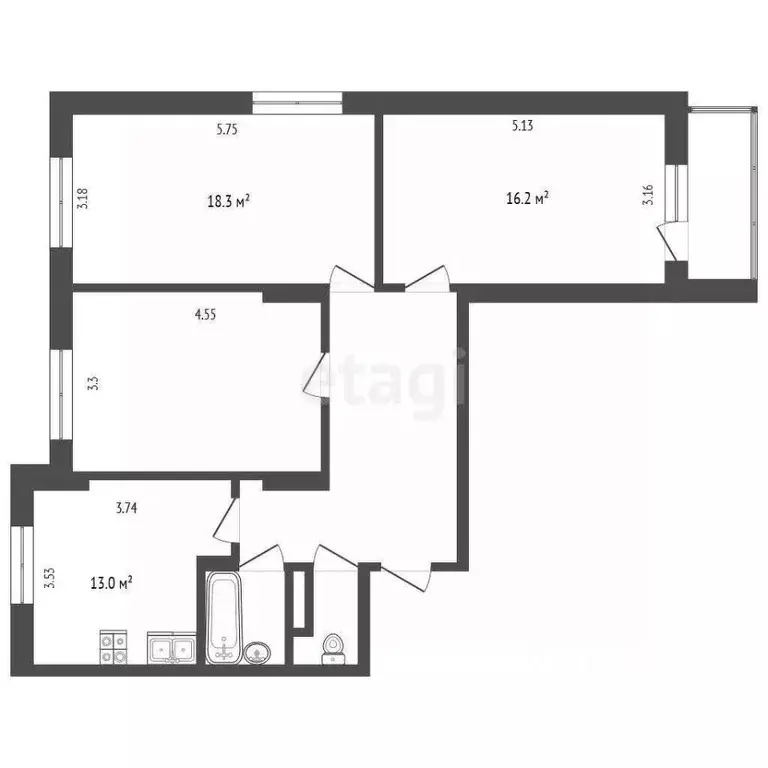 3-к кв. Ярославская область, Ярославль проезд 2-й Брагинский, 6 (80.8 ... - Фото 2