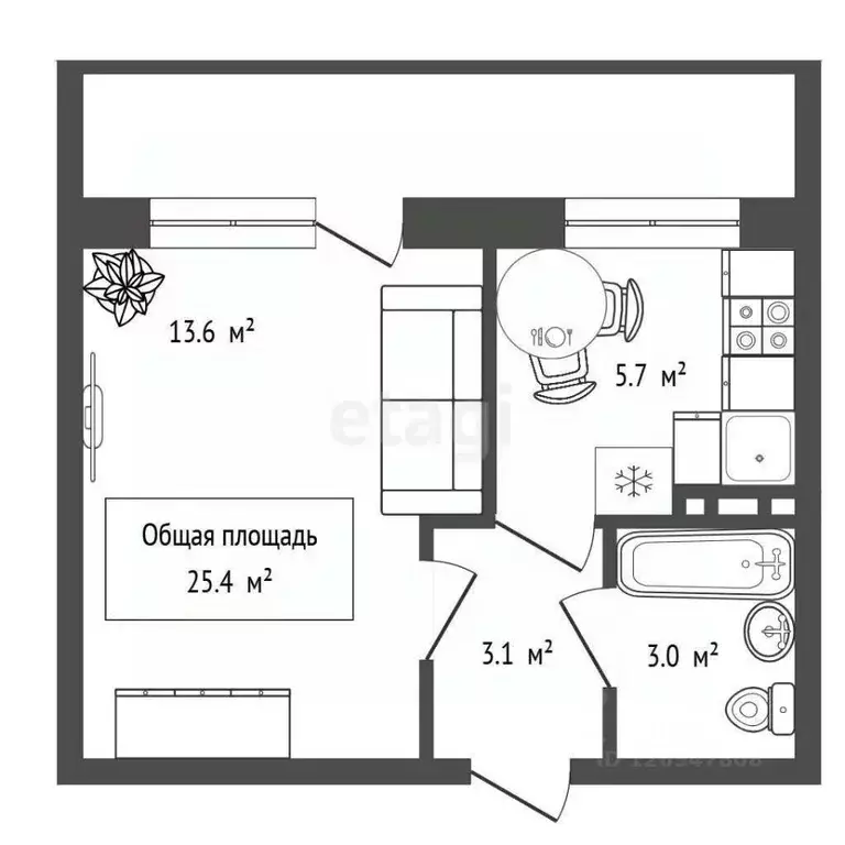 Студия Новосибирская область, Новосибирск ул. Дмитрия Шмонина, 2 (25.4 ... - Фото 2