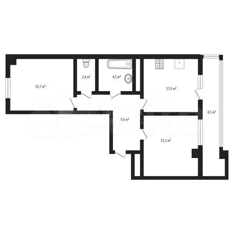 2-к. квартира, 60 м, 14/18 эт. - Фото 0