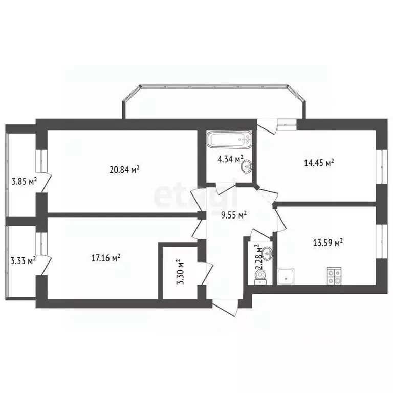 3-к кв. Вологодская область, Череповец Октябрьский просп., 62 (98.1 м) - Фото 2