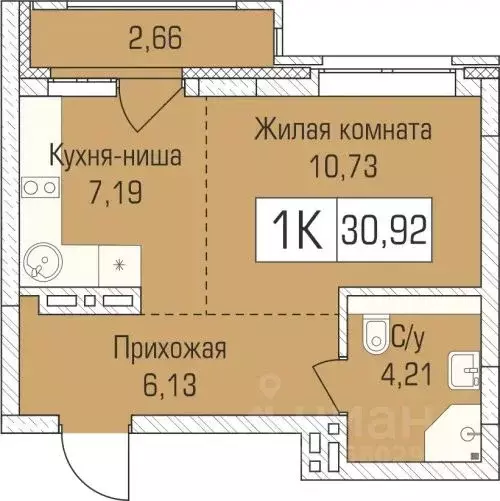 1-к кв. Новосибирская область, Новосибирск ул. Василия Клевцова, 3 ... - Фото 0