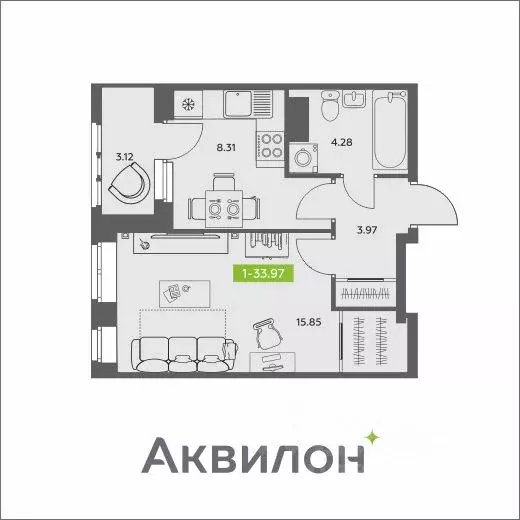 1-к кв. Архангельская область, Архангельск АКвартал жилой комплекс ... - Фото 0
