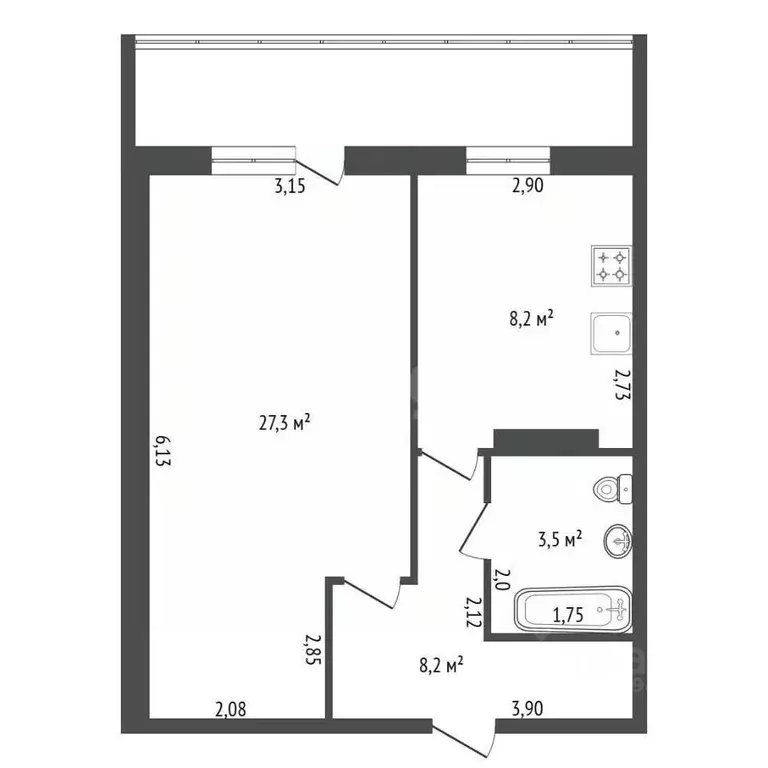 1-к кв. Башкортостан, Уфа ул. Степана Кувыкина, 33 (36.6 м) - Фото 2