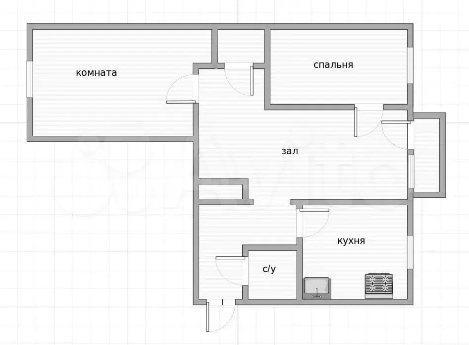 3-к. квартира, 43 м, 4/6 эт. - Фото 0