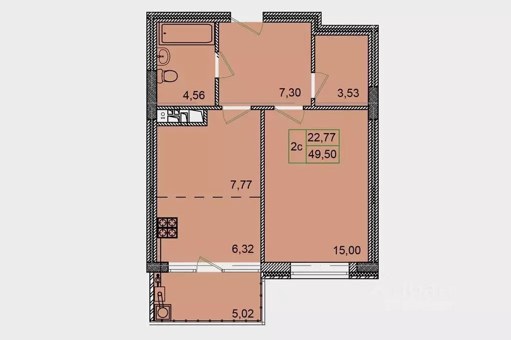1-к кв. Курская область, Курск ул. Халтурина, 6А (49.5 м) - Фото 1