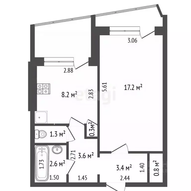 1-к кв. Самарская область, Самара ул. Силина, 12 (37.4 м) - Фото 2