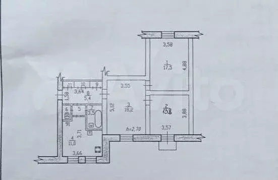 3-к. квартира, 74 м, 2/4 эт. - Фото 0