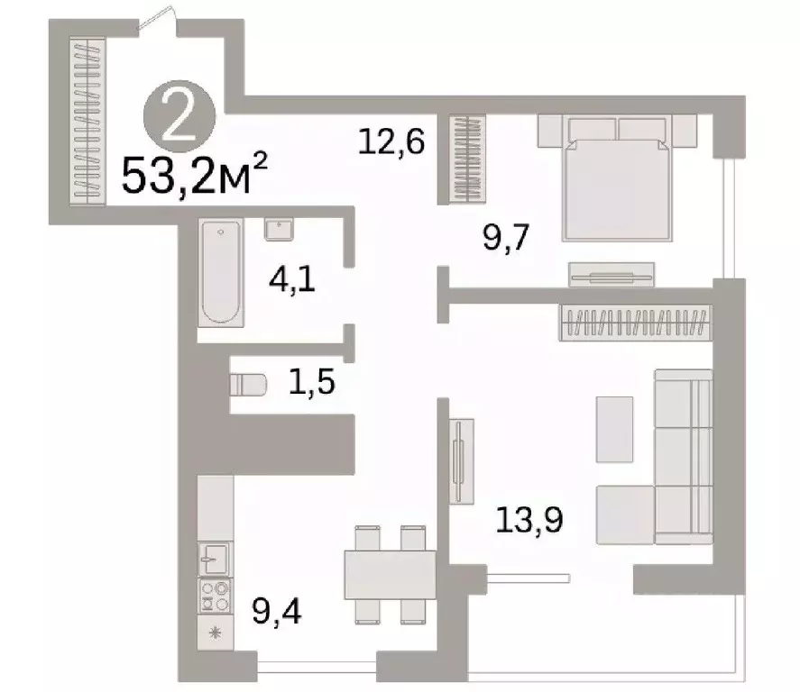 2-к кв. Московская область, Мытищи ул. Разведчика Абеля, 3А (51.2 м) - Фото 1