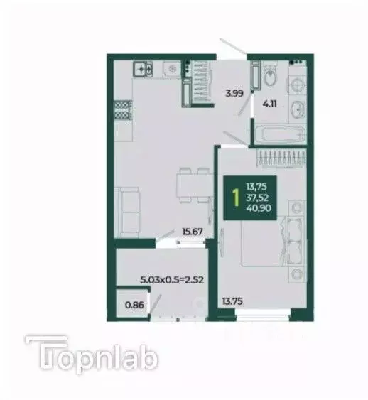 1-к кв. Краснодарский край, Краснодар Образцово мкр,  (40.9 м) - Фото 1