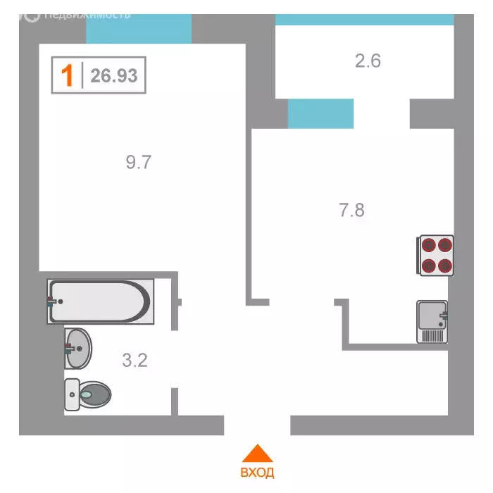 1-комнатная квартира: Тюмень, улица Тимофея Чаркова, 69к2 (26.9 м) - Фото 1