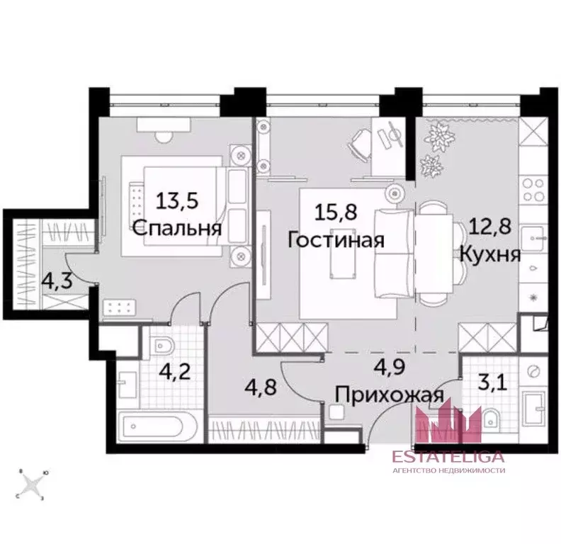 3-к кв. Москва Шелепихинская наб., 40к3 (63.4 м) - Фото 0