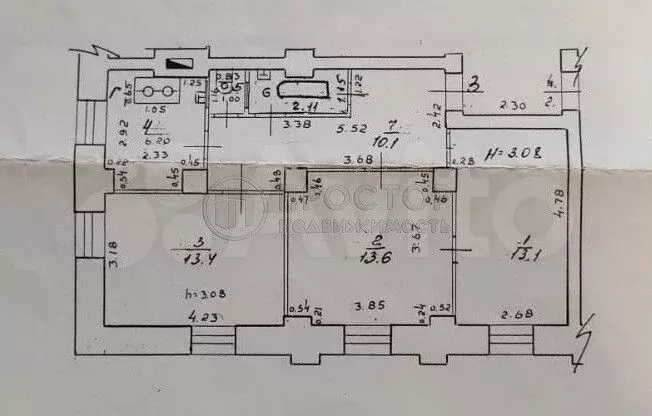 3-к. квартира, 59,7 м, 1/2 эт. - Фото 0