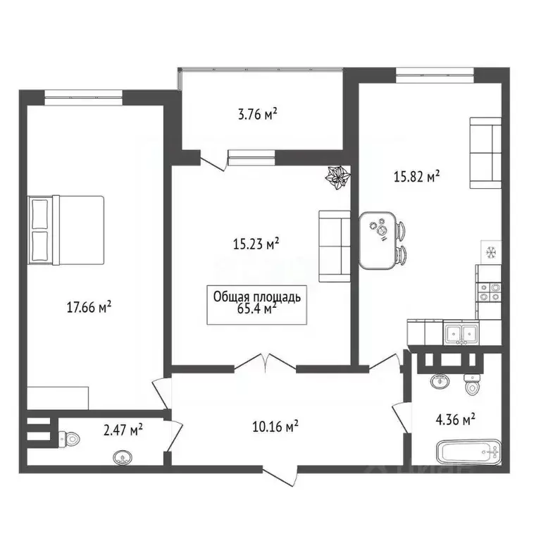 2-к кв. Новосибирская область, Новосибирск 2-я Обская ул., 154 (65.4 ... - Фото 2