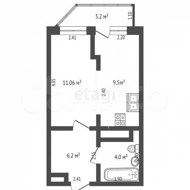 Квартира-студия, 31,3 м, 7/9 эт. - Фото 0