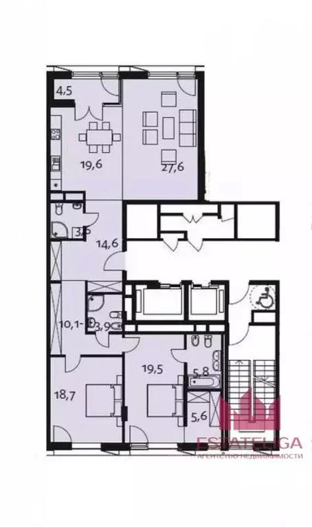 3-к кв. Москва ул. Усачева, 15А (133.0 м) - Фото 2