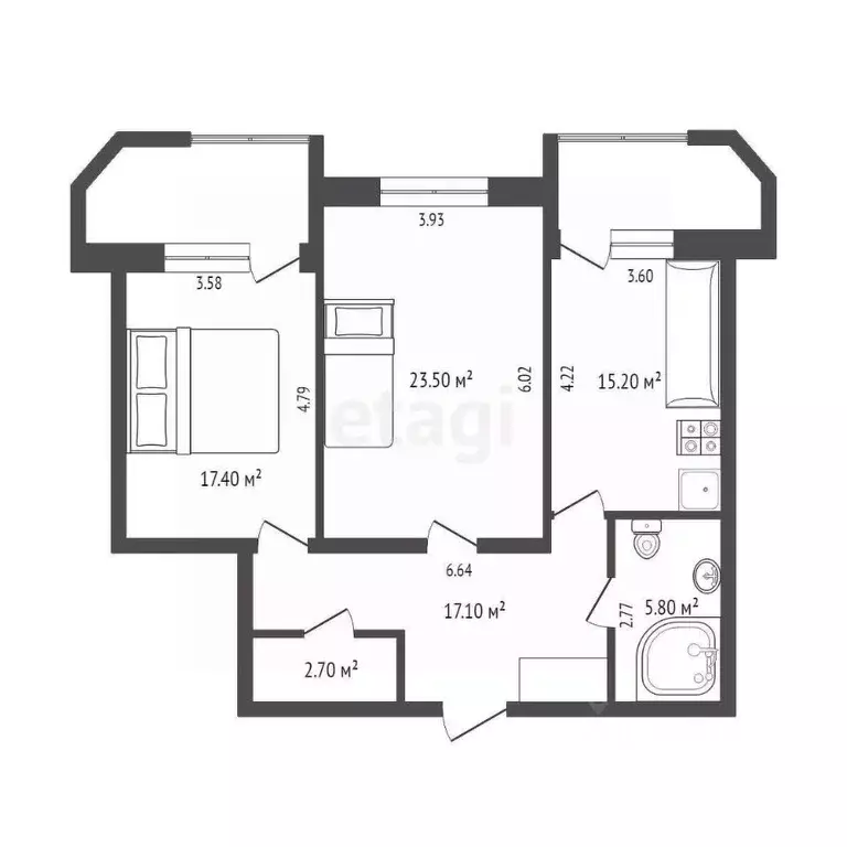 2-к кв. Тюменская область, Тюмень Широтная ул., 112к3 (81.3 м) - Фото 2