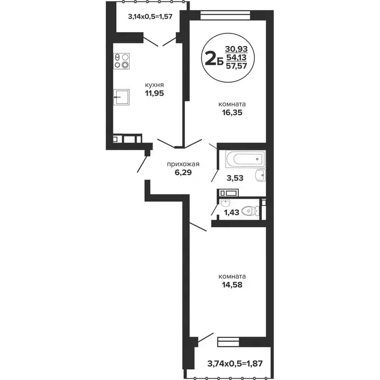 2-комнатная квартира: Краснодар, Российская улица, 257/7 (58.45 м) - Фото 0