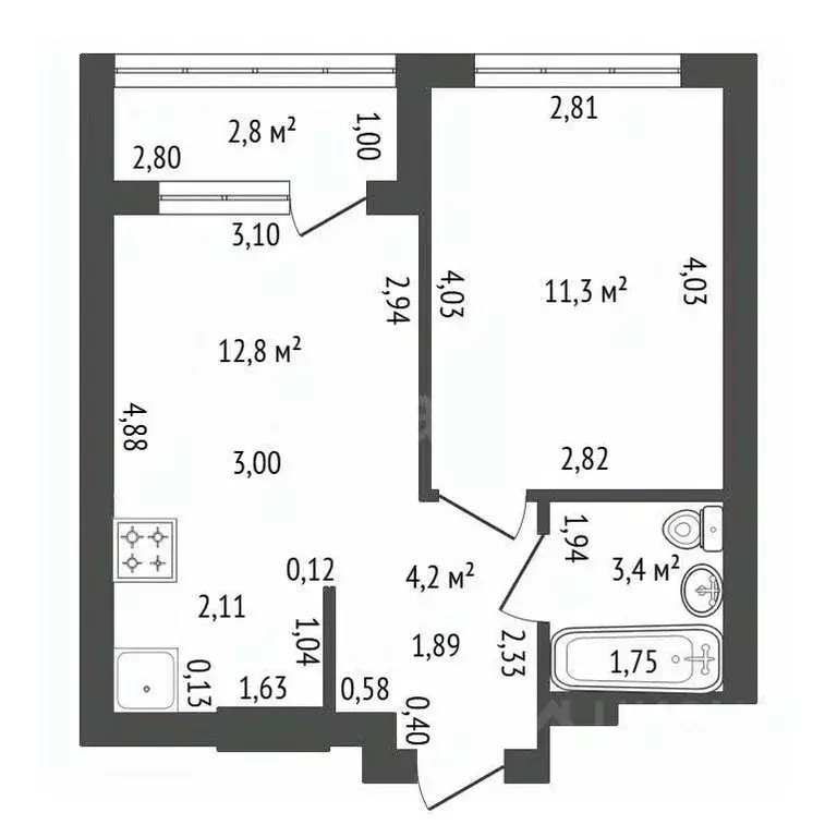 2-к кв. Башкортостан, Уфа ул. Бородинская, 19/1 (31.7 м) - Фото 2