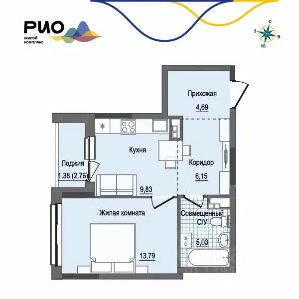 1-к кв. Удмуртия, Ижевск Воткинский жилрайон, Рио жилой комплекс, 2 ... - Фото 1