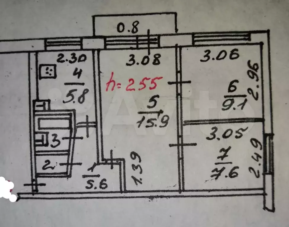 3-к. квартира, 48 м, 5/5 эт. - Фото 0